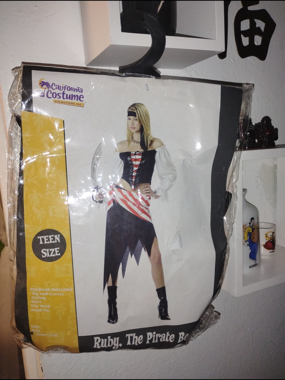 California Costumes Teen Pirate Costume in Black, White & Red, Size: S Juniors 3